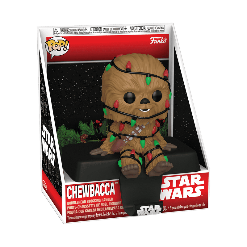 Funko Star Wars Stocking Hanger Chewbacca W Christmas Lights Pop Viny Grotto Treasures