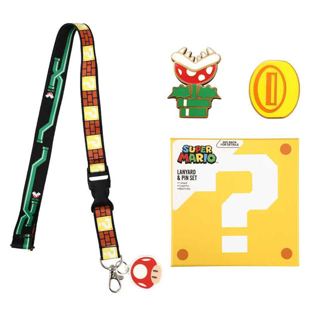 Nintendo Super Mario Lanyard And Pin Set