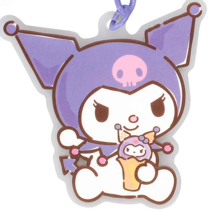 Sanrio Kuromi Charm and Pom Pom Keychain