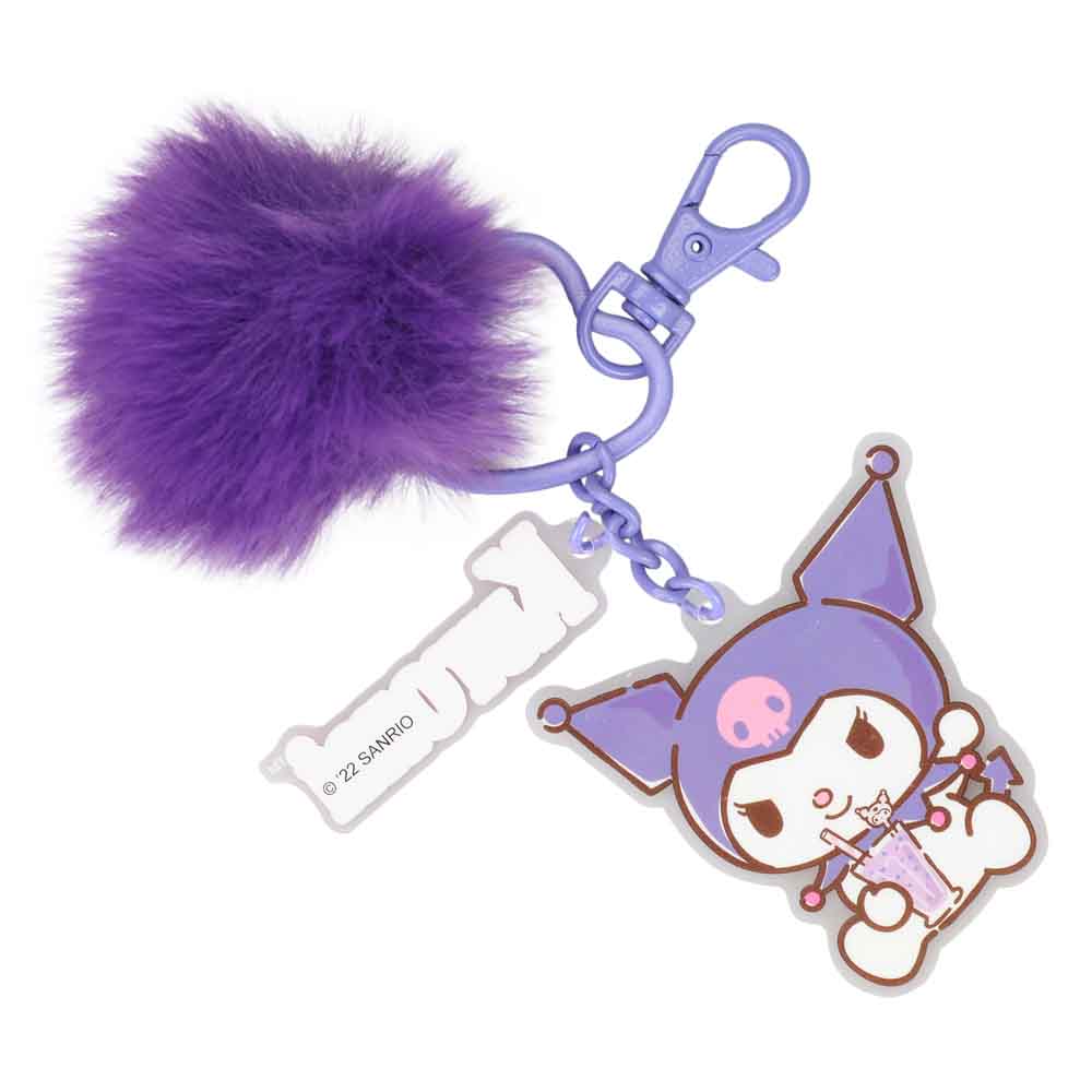 Sanrio Kuromi Charm and Pom Pom Keychain