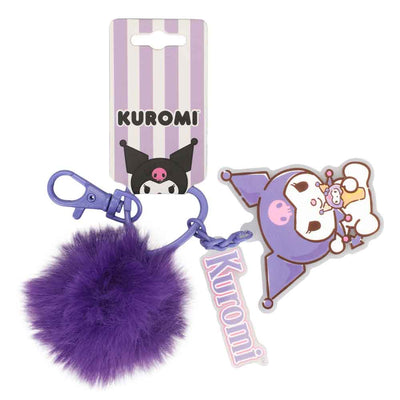 Sanrio Kuromi Charm and Pom Pom Keychain