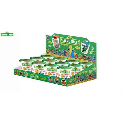 Box of Sesame Street-themed yogurt cups on a white background