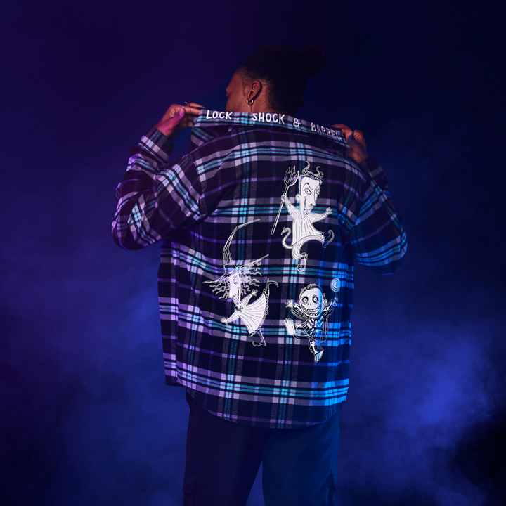 Cakeworthy Disney The Nightmare Before Christmas Lock Shock And Barrel Flannel Shirt