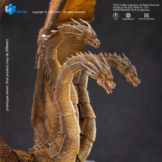 Three-headed dragon figurine with 'HIYA' branding and copyright notice.