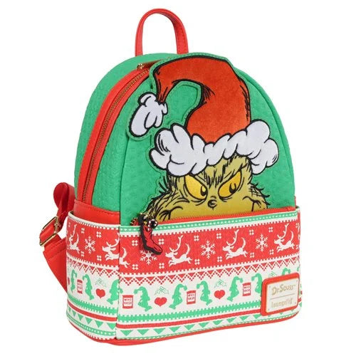 Loungefly How the Grinch Stole Christmas Grinch Christmas Sweater Mini Backpack