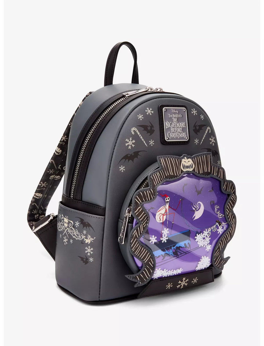 Loungefly Disney The Nightmare Before Christmas Sleigh Ride Snow Globe Glow in the Dark Mini Backpack