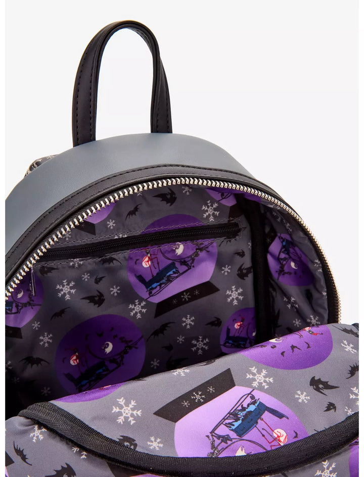 Loungefly Disney The Nightmare Before Christmas Sleigh Ride Snow Globe Glow in the Dark Mini Backpack