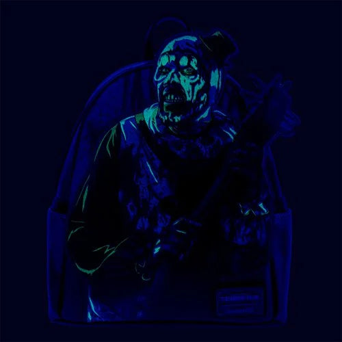 Loungefly Terrifier Art the Clown Blood Splatter Glow in the Dark Mini Backpack