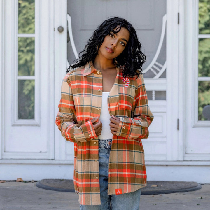 Cakeworthy Disney Holiday Mickey Gingerbread Scented Flannel Shirt