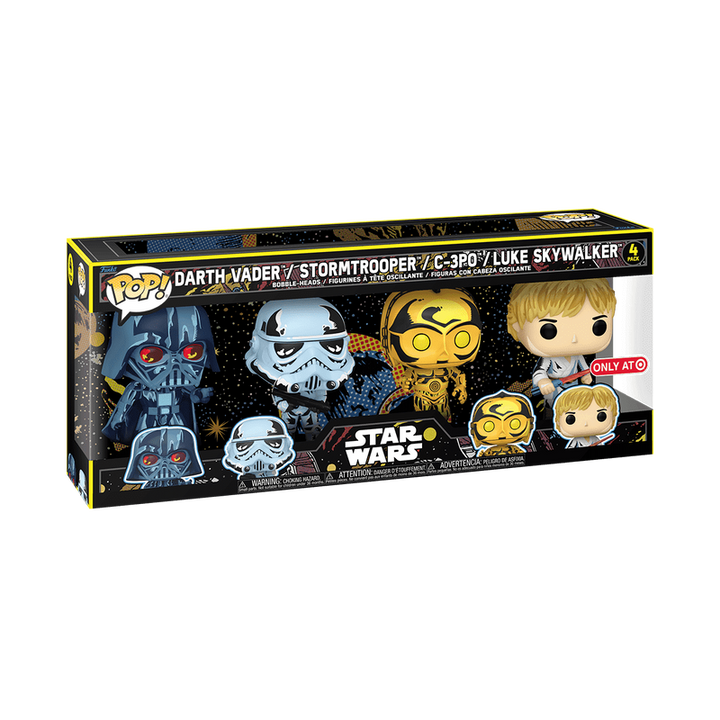 Funko Star Wars Retro Series Darth Vader/Stormtrooper/C-3PO/Luke Skywalker Exclusive Pop! Vinyl Figure 4-Pack