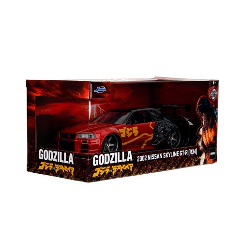 Jada Toys Hollywood Rides Godzilla 2002 Nissan Skyline GT-R R34 1:24 Scale Die-Cast Metal Vehicle