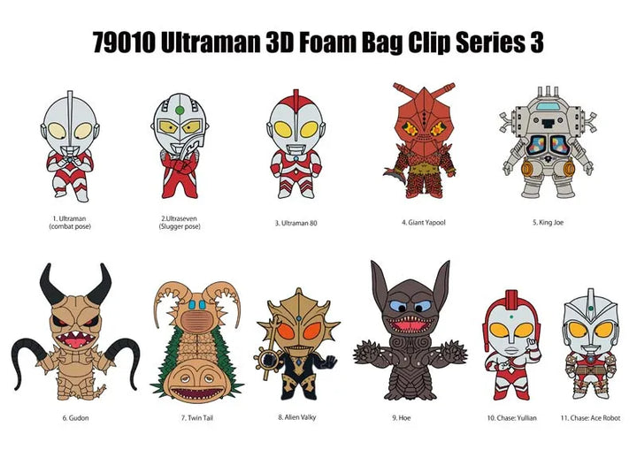 Ultraman Series 3 3D Foam Bag Clip