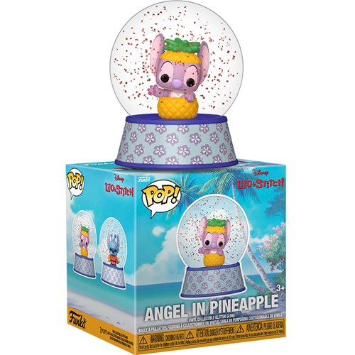 Funko Pop! snow globe with Angel from Lilo & Stitch inside, on a white background