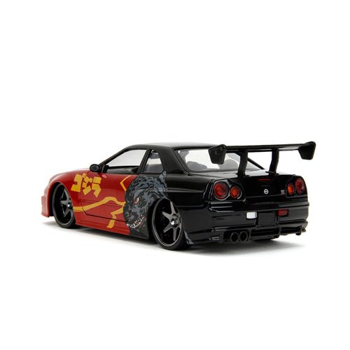 Jada Toys Hollywood Rides Godzilla 2002 Nissan Skyline GT-R R34 1:24 Scale Die-Cast Metal Vehicle