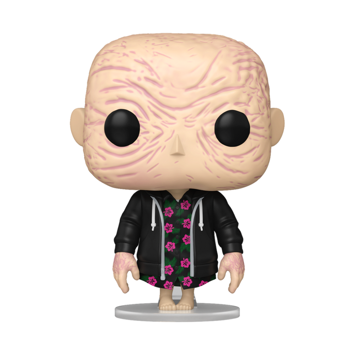 Funko Pop! vinyl figure of a character with a black jacket and floral pattern on a white background