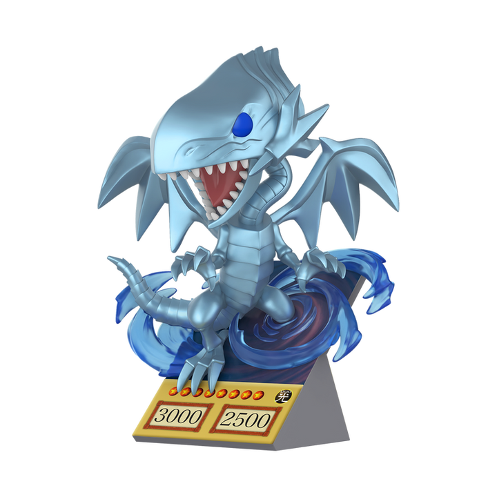 Dragon figurine with a base displaying attack points on a white background