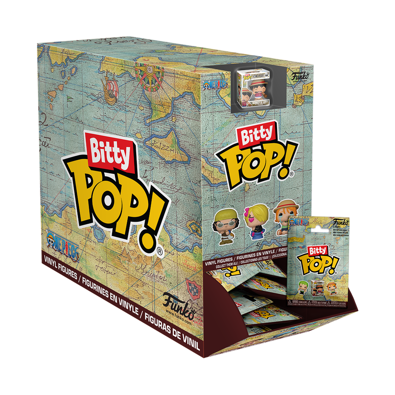 Bitty Pop! Funko vinyl figures packaging with map design
