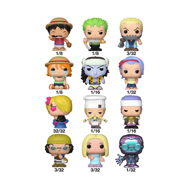Collection of colorful figurines on a white background