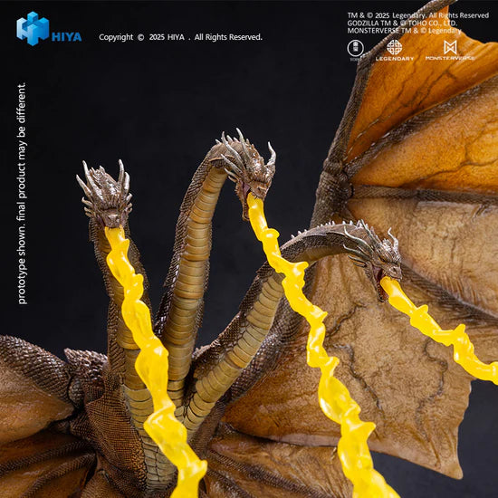 Close-up of a dragon-like creature with orange wings and yellow accents on a dark background, featuring HIYA branding.