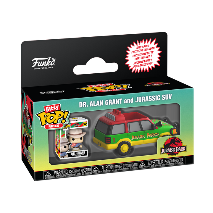 Funko Jurassic Park Dr. Alan Grant and SUV Bitty Pop! Rides Vinyl Figure