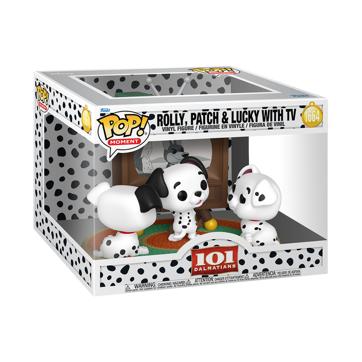 Funko Disney 101 Dalmatians Rolly, Patch, & Lucky w/TV Pop! Moment Vinyl Figure
