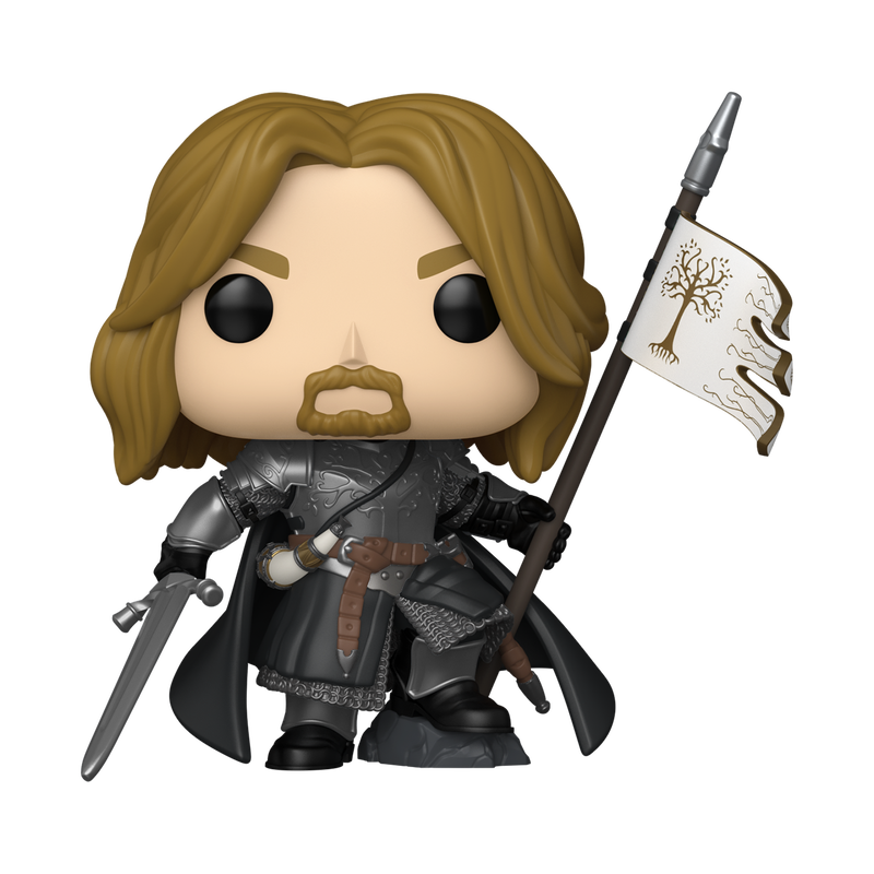 Funko Pop! vinyl figure of a character from a fantasy series with long hair and armor, holding a flag and sword.