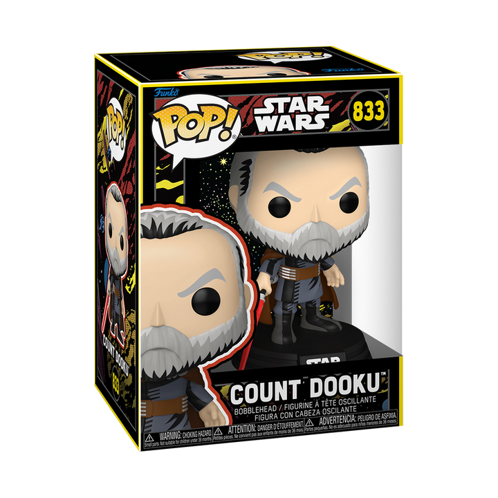 Funko Pop! Count Dooku figure packaging with Star Wars branding