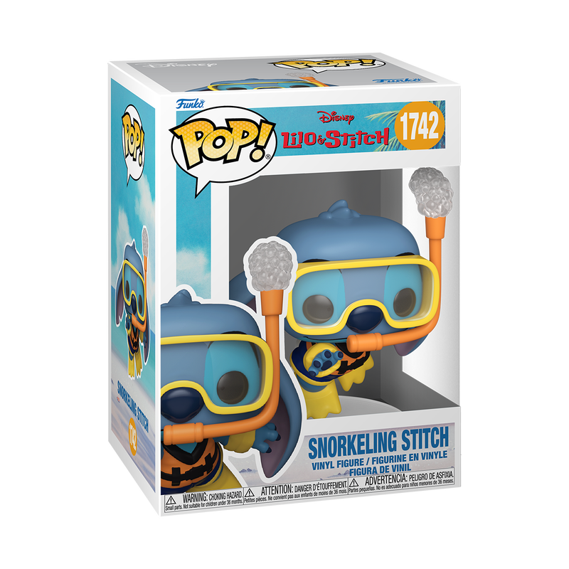 Funko Pop! vinyl figure packaging of Snorkeling Stitch from Lilo & Stitch on a white background