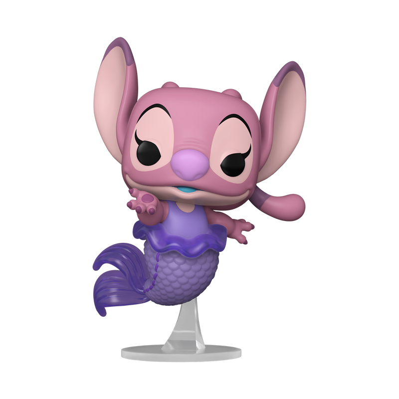 Mermaid-themed figurine with a pink and purple design on a white background