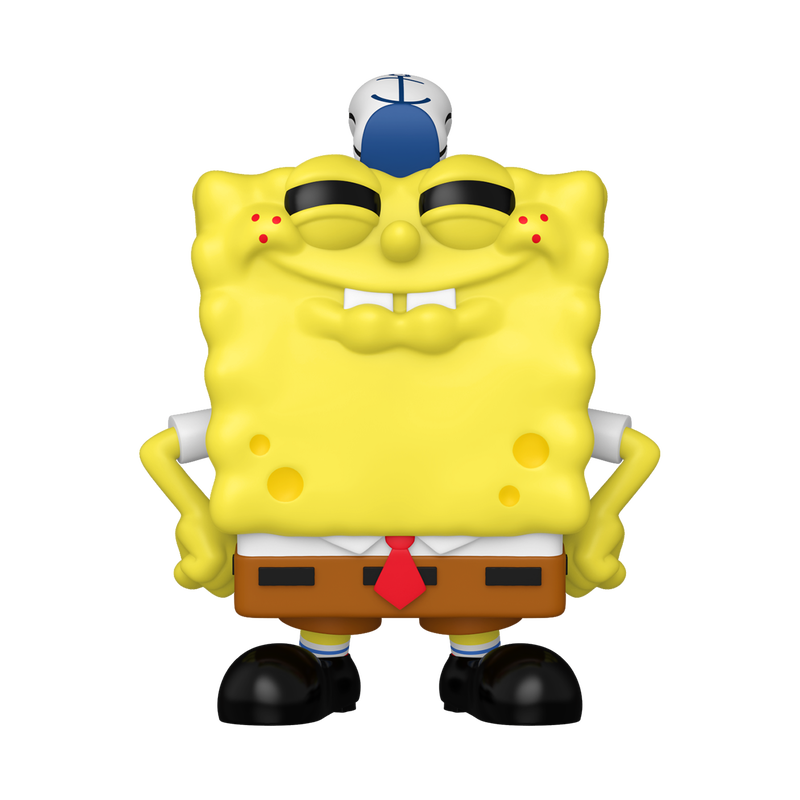 Yellow cartoon character with a blue hat on a white background
