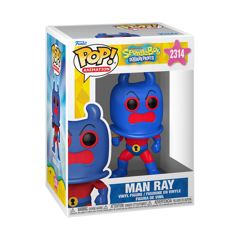 Funko Pop! vinyl figure packaging with Man Ray design on a white background