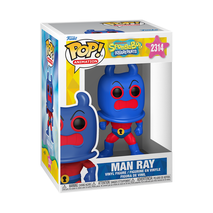 Funko Pop! vinyl figure packaging with Man Ray design on a white background