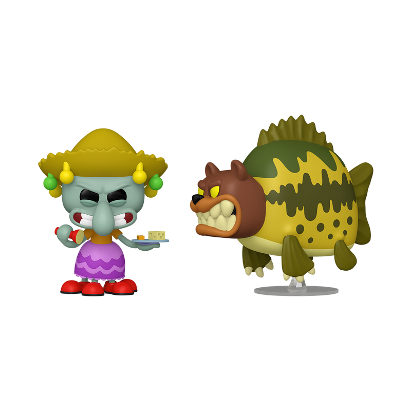 Two colorful figurines on a white background