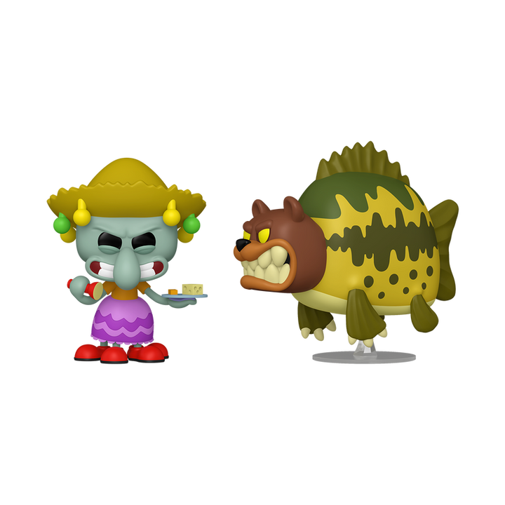 Two colorful figurines on a white background