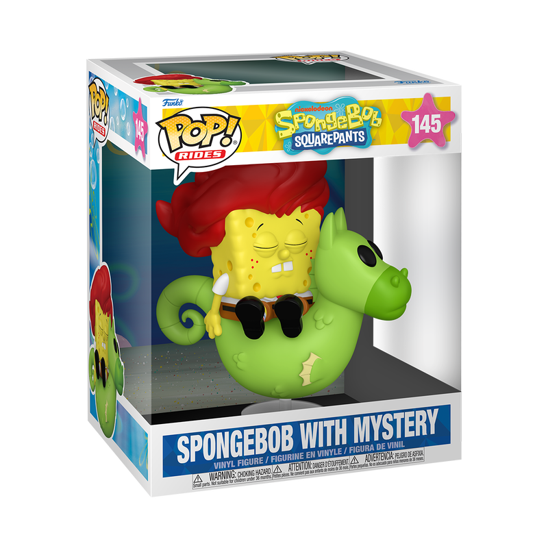 Funko Pop! vinyl figure packaging featuring SpongeBob SquarePants with a mystery element.