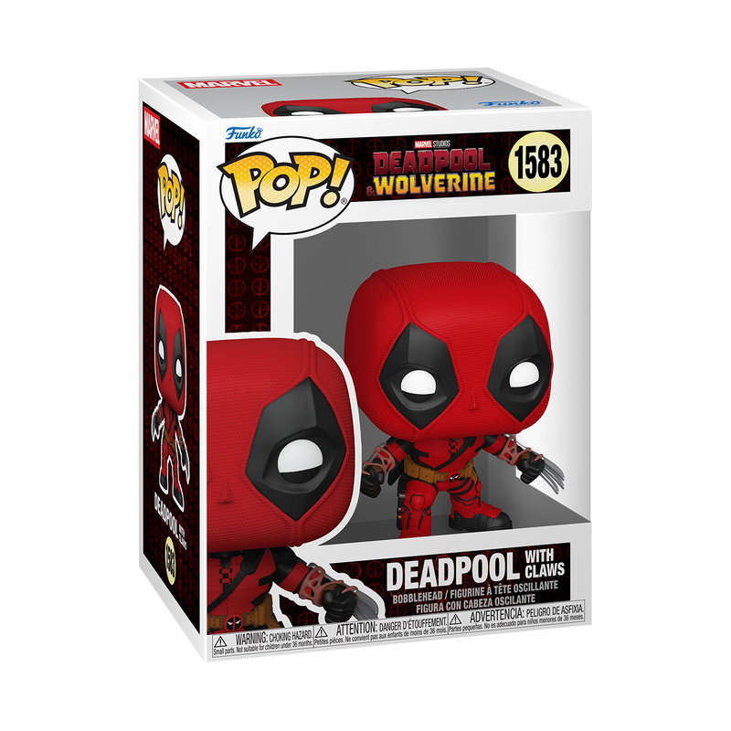 Funko Pop! vinyl figure packaging of Deadpool with a white background