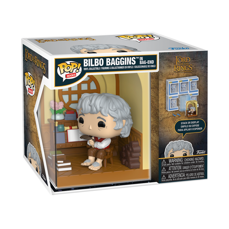 Funko Pop! figurine packaging featuring Bilbo Baggins from 'The Lord of the Rings' series.