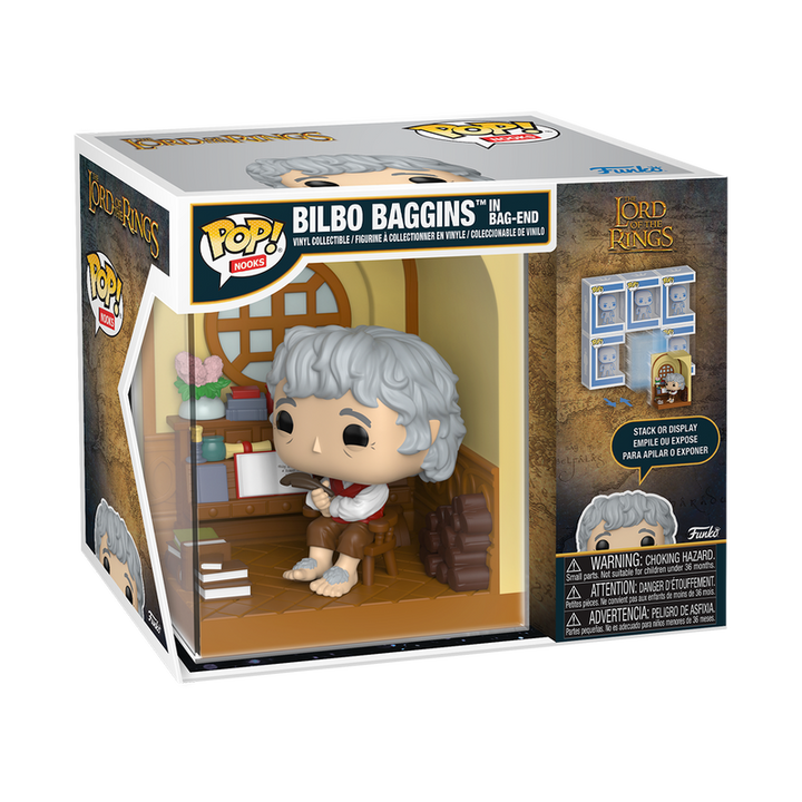 Funko Pop! figurine packaging featuring Bilbo Baggins from 'The Lord of the Rings' series.