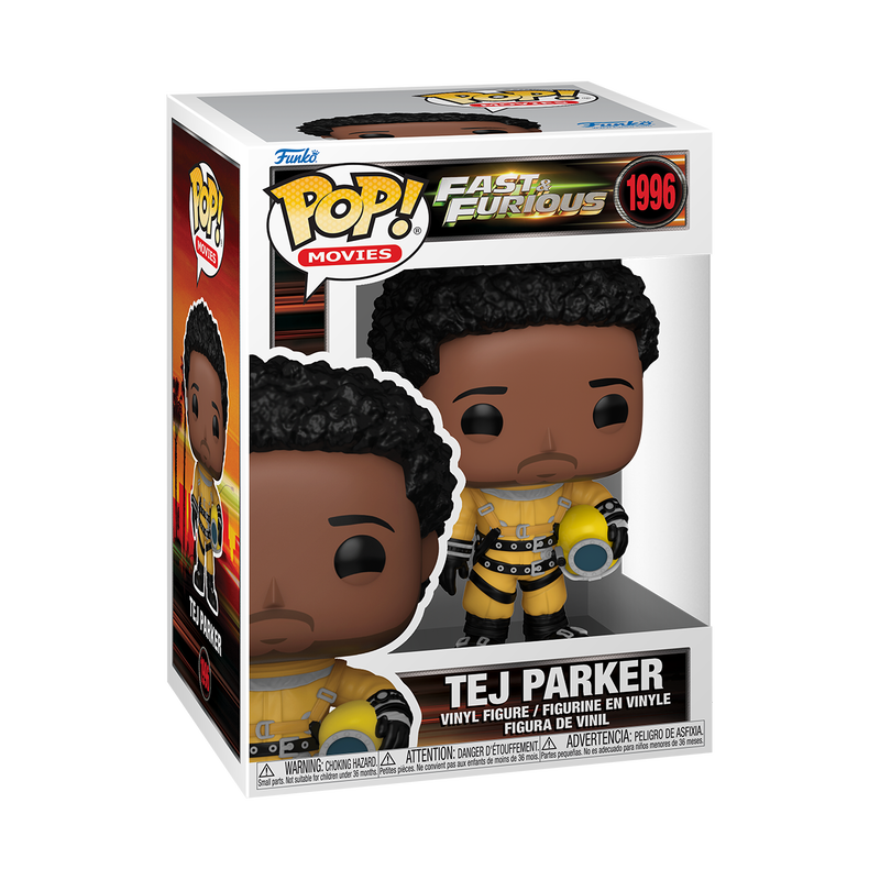 Funko Pop! vinyl figure packaging for Tej Parker from Fast & Furious, featuring the Funko Pop! logo and character illustration.