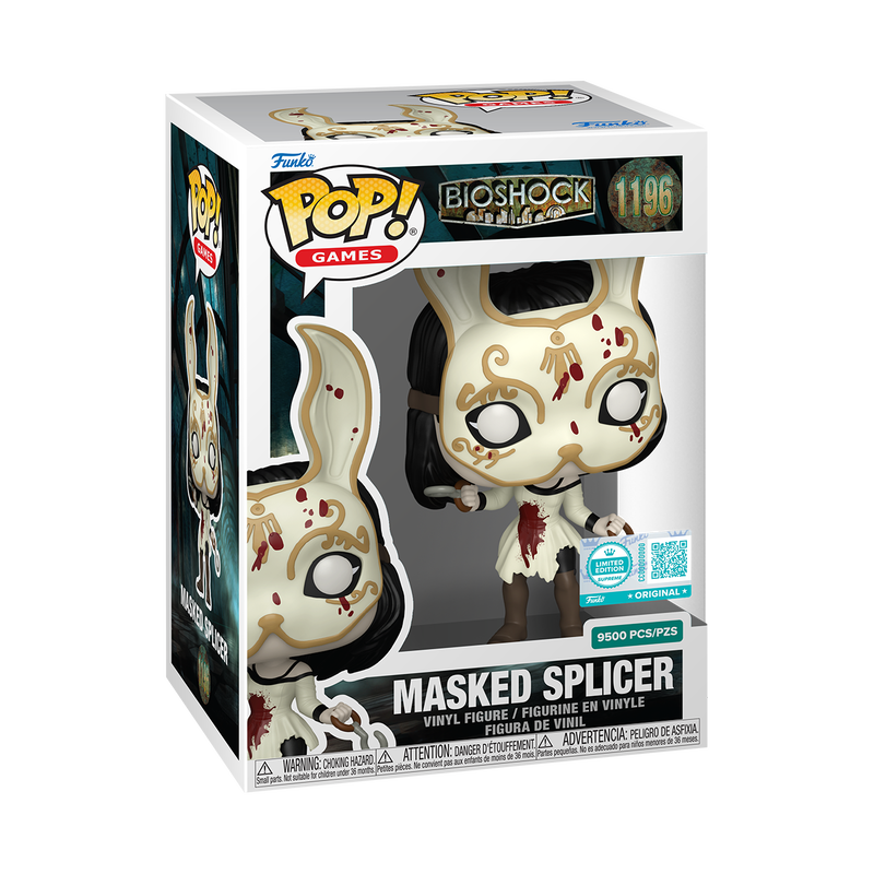 Funko Pop! vinyl figure packaging for 'Masked Splicer' from Bioshock on a white background