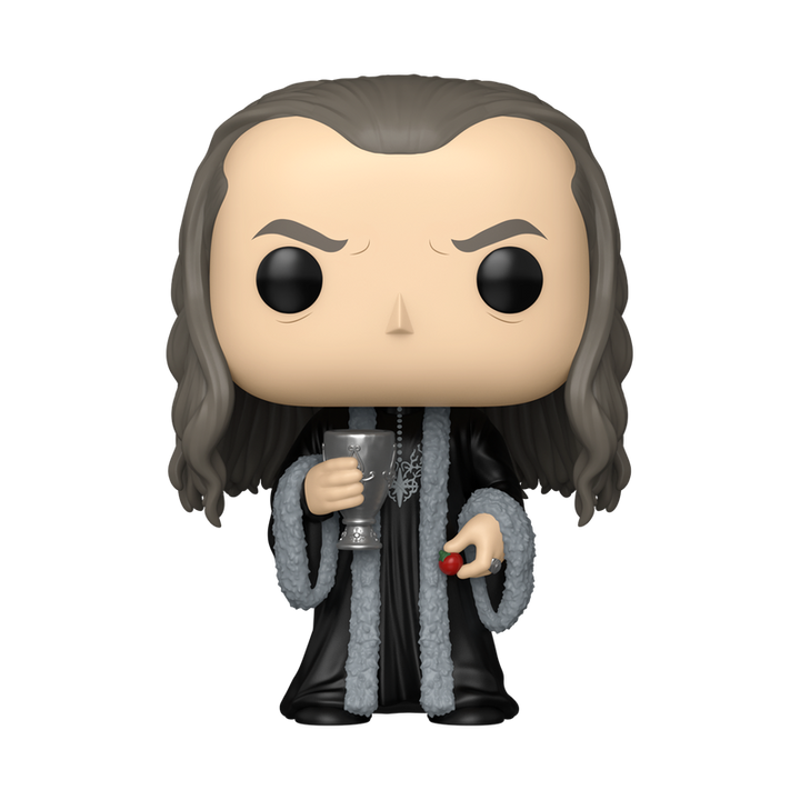 Funko Pop! vinyl figure of a character with long hair and robe holding a glass and red object on a white background