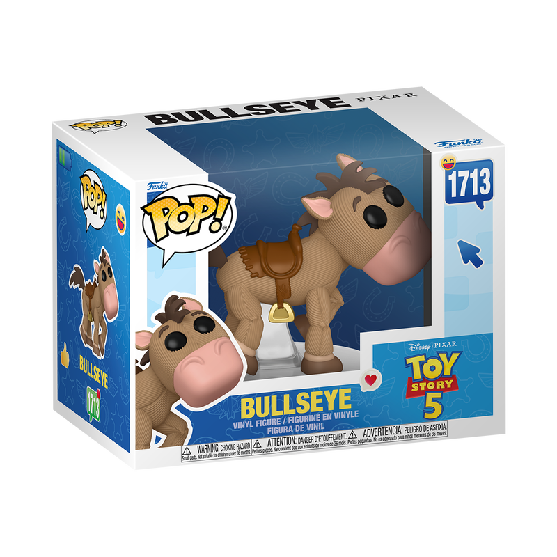 Funko Pop! vinyl figure packaging of Bullseye from Toy Story 5 on a white background