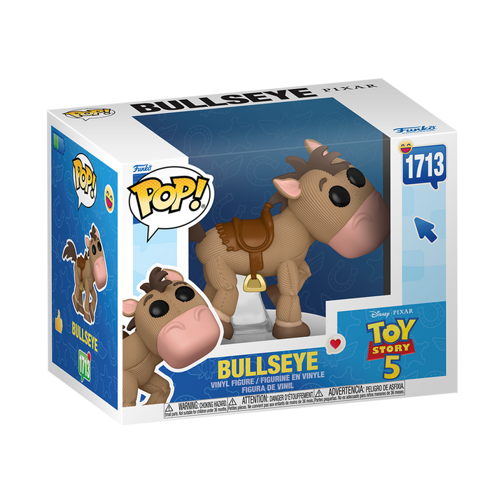 Funko Pop! vinyl figure packaging of Bullseye from Toy Story 5 on a white background