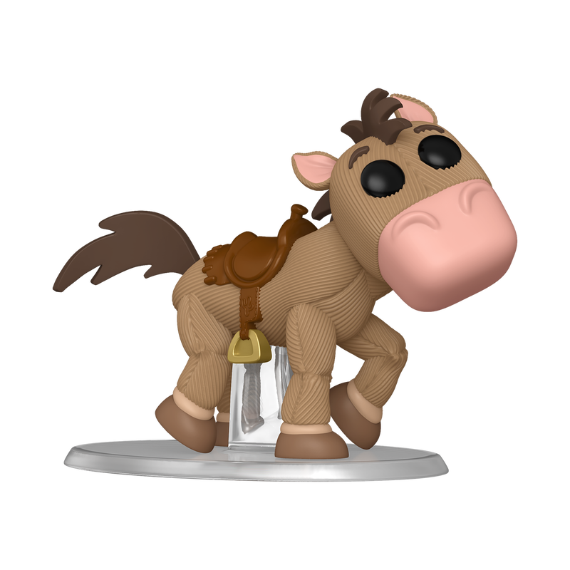 Animated horse figure with a saddle on a white background