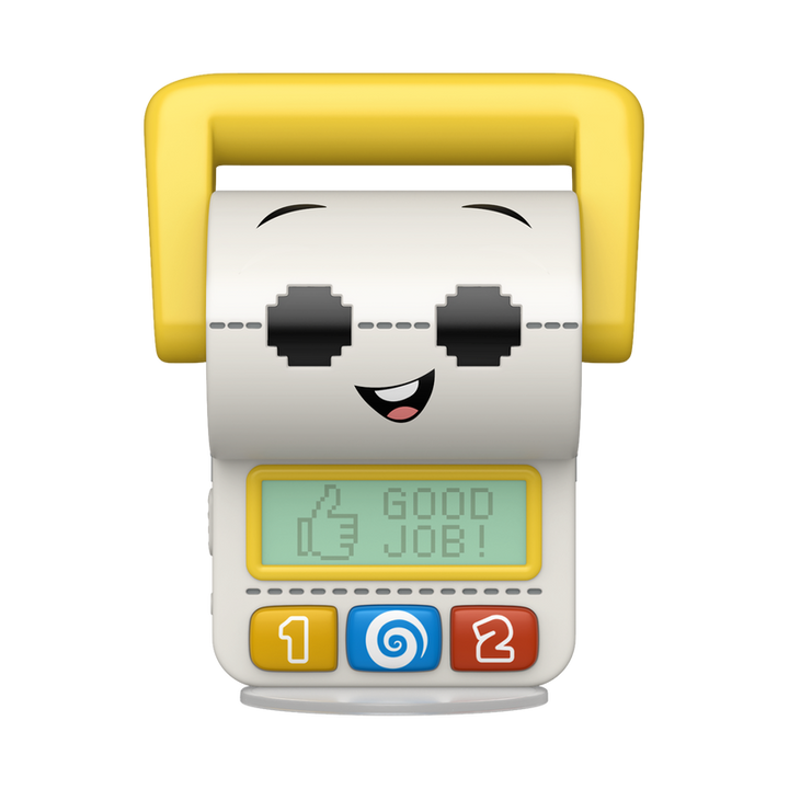 Emoji-style calculator with a smiley face on a white background