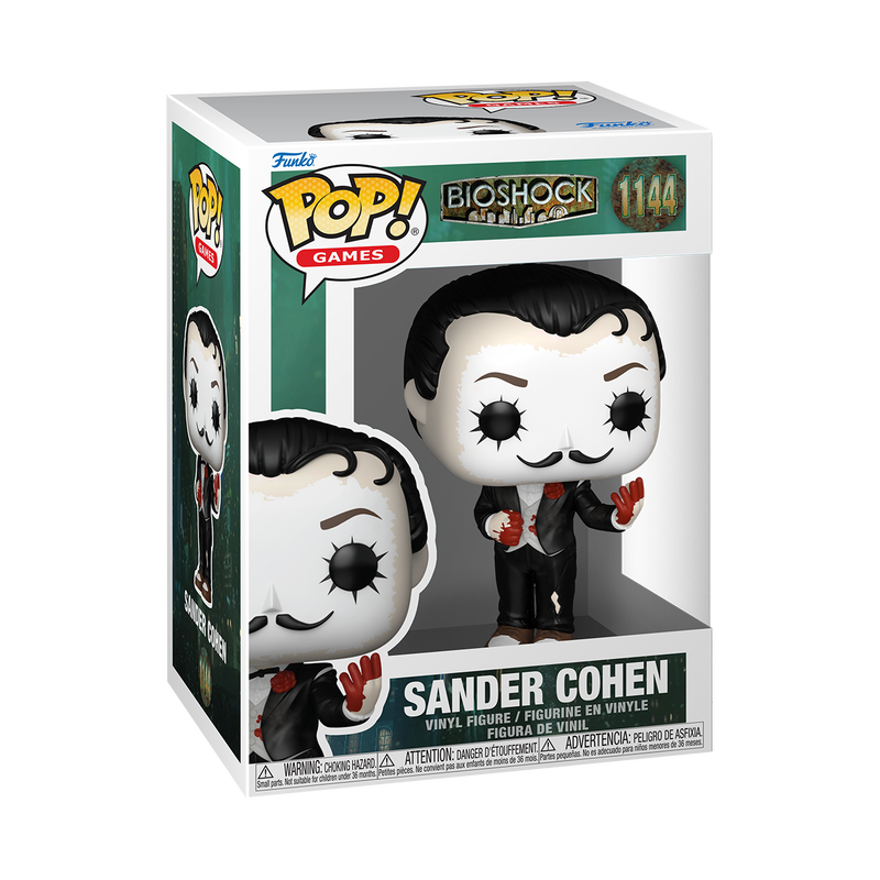 Funko Pop! vinyl figure packaging for Sander Cohen from Bioshock on a white background
