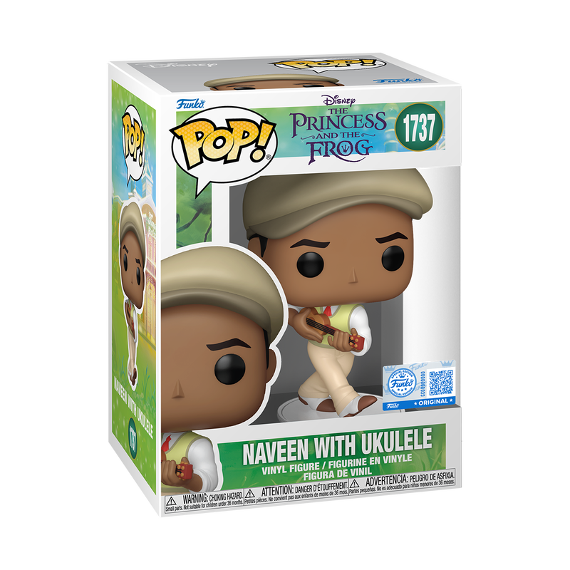 Funko Pop! packaging of Naveen with Ukulele from Disney's The Princess and the Frog