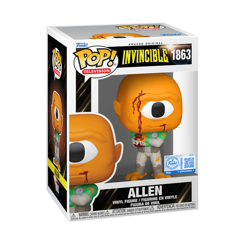 Funko Pop! vinyl figure packaging for 'Invincible' with character Allen on a white background