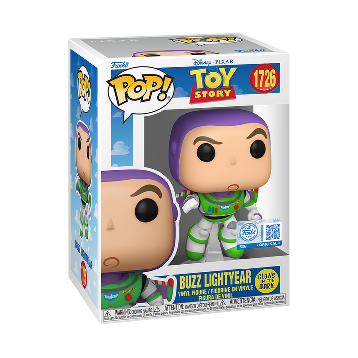 Funko Pop! Buzz Lightyear figure packaging with Disney Pixar branding