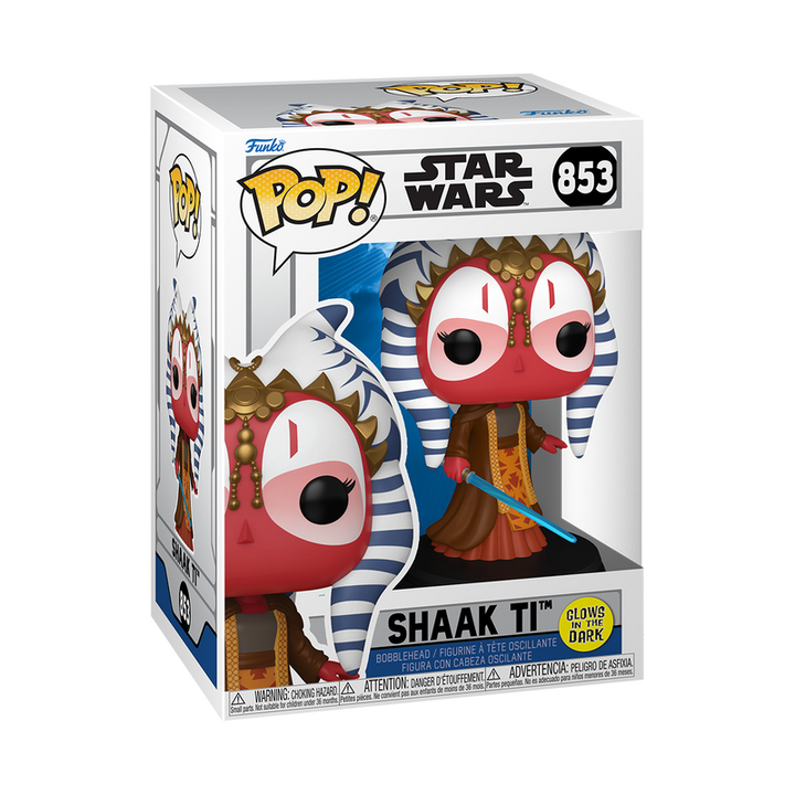 Funko Pop! packaging for Shaak Ti from Star Wars with box design and character illustration.